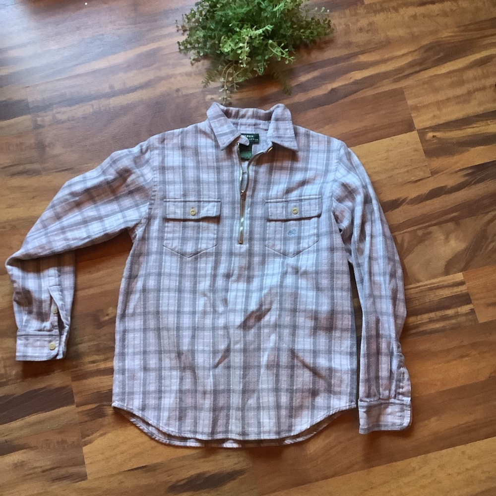 Lauren Ralph Lauren Small Long Sleeve Plaid Popover Top